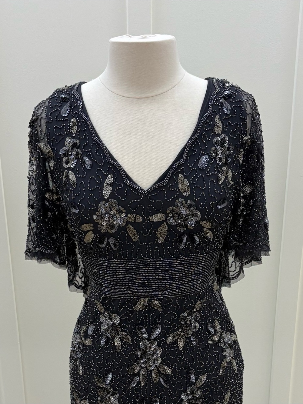 Adrianna Papell Embellished V-Neck Evening Gown - Picture 3 of 4